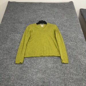 Linea Donna Sweater Womens S Green Merino Wool V-Neck Made in Italy Casual